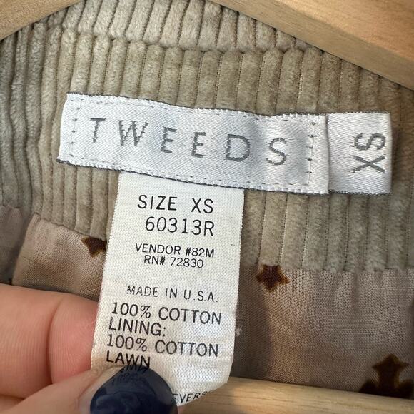 Tweeds Corduroy Blazer Jacket Longline Tan Beige Women's XS Extra Small - Picture 9 of 11
